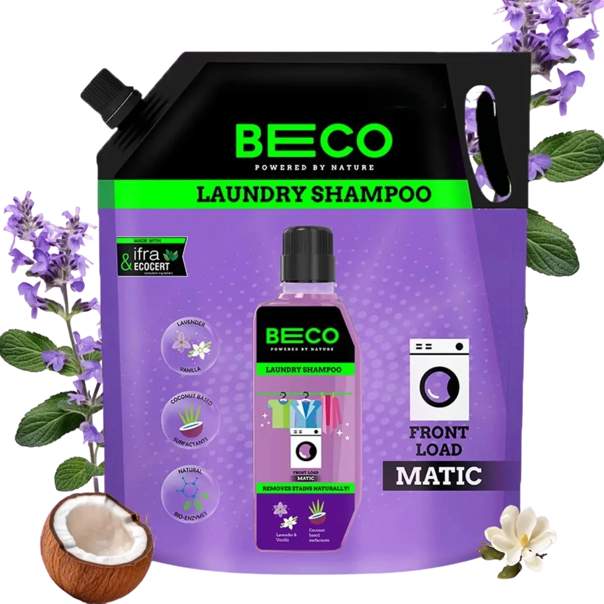 Front Load Matic Natural Laundry Shampoo Cleaner Liquid