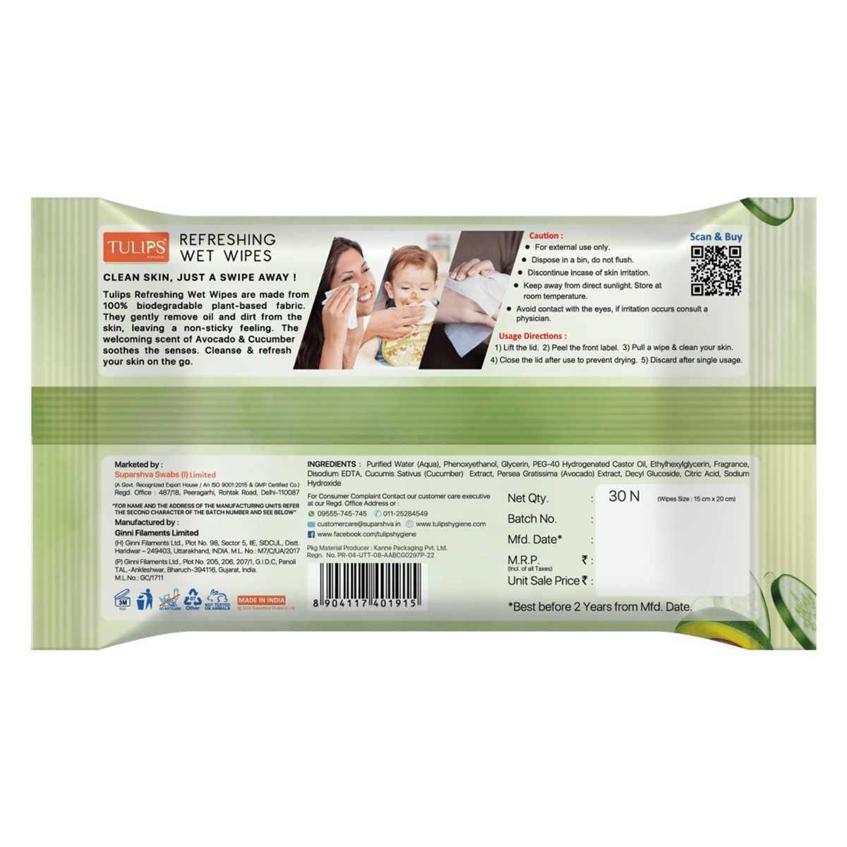 Cucumber & Avocado Refreshing Wet Wipes