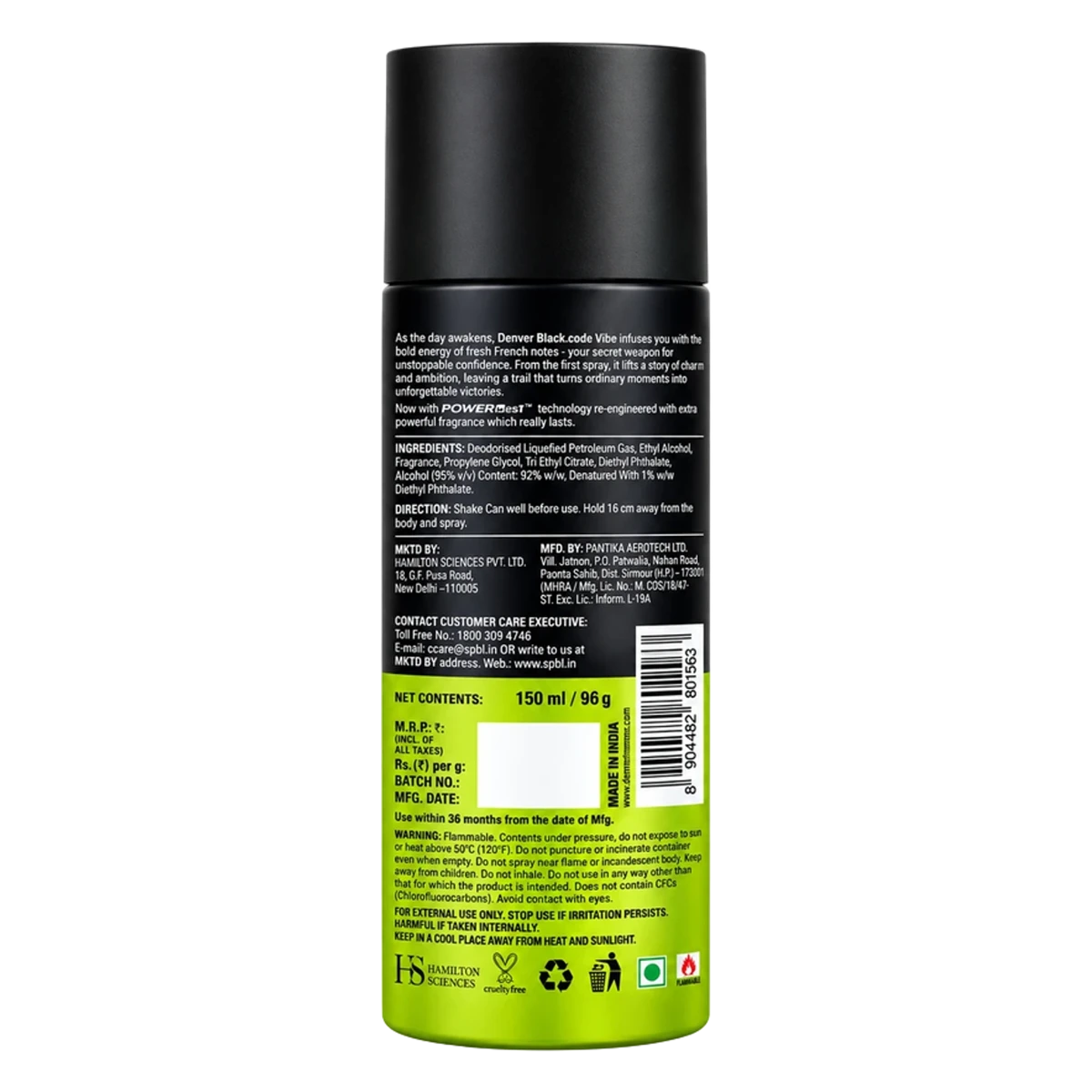 Vibe Black Code Deodorant Body Spray