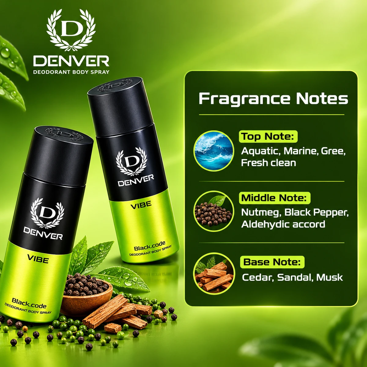 Vibe Black Code Deodorant Body Spray