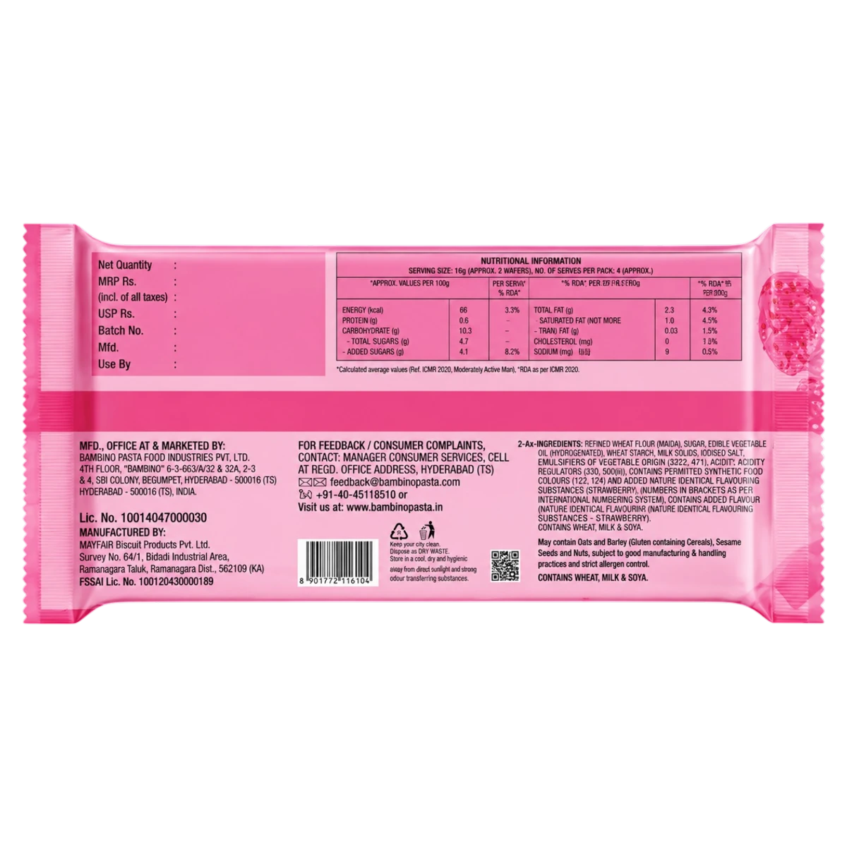 Amore Strawberry Punch Wafer Biscuits