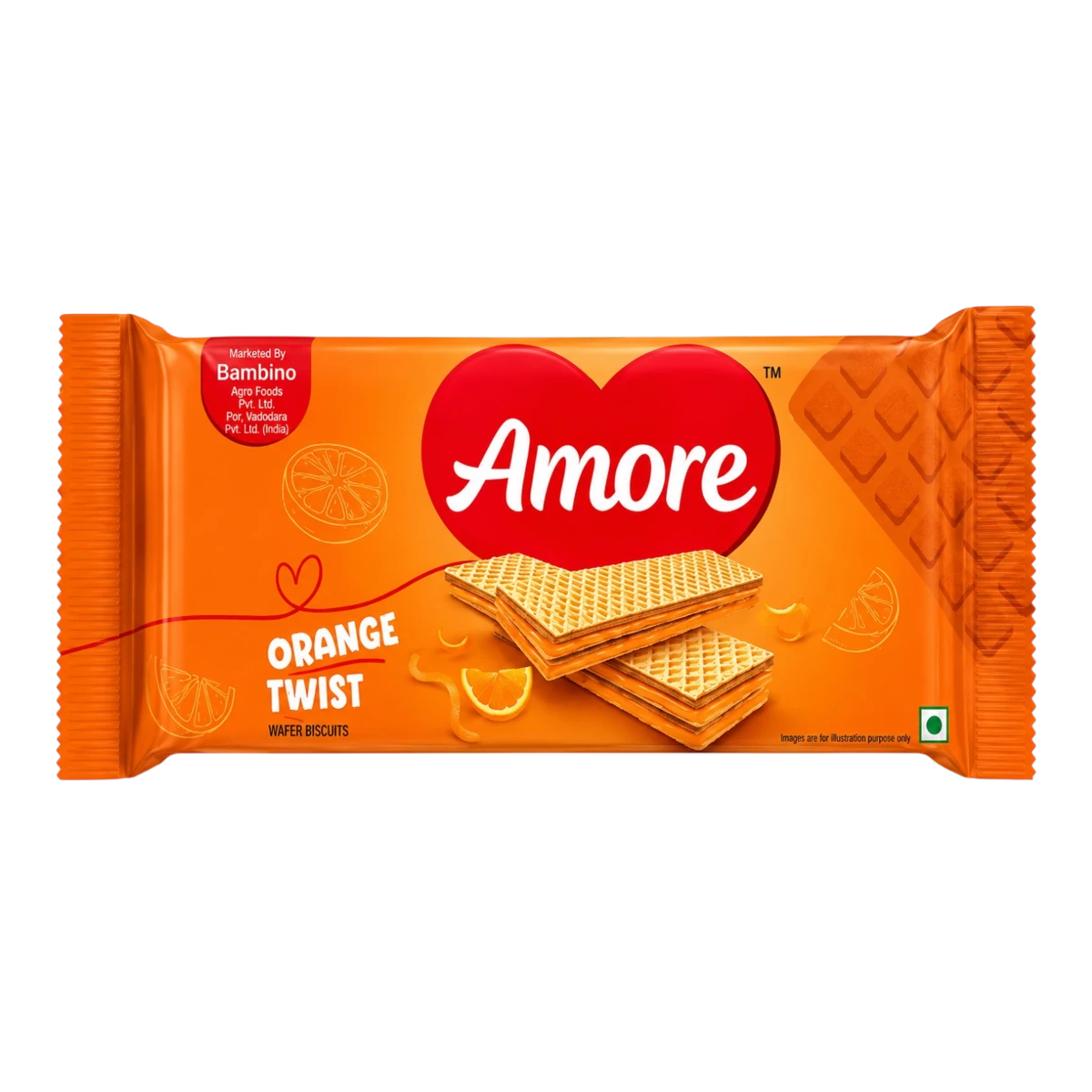 Amore Orange Twist Wafer Biscuits