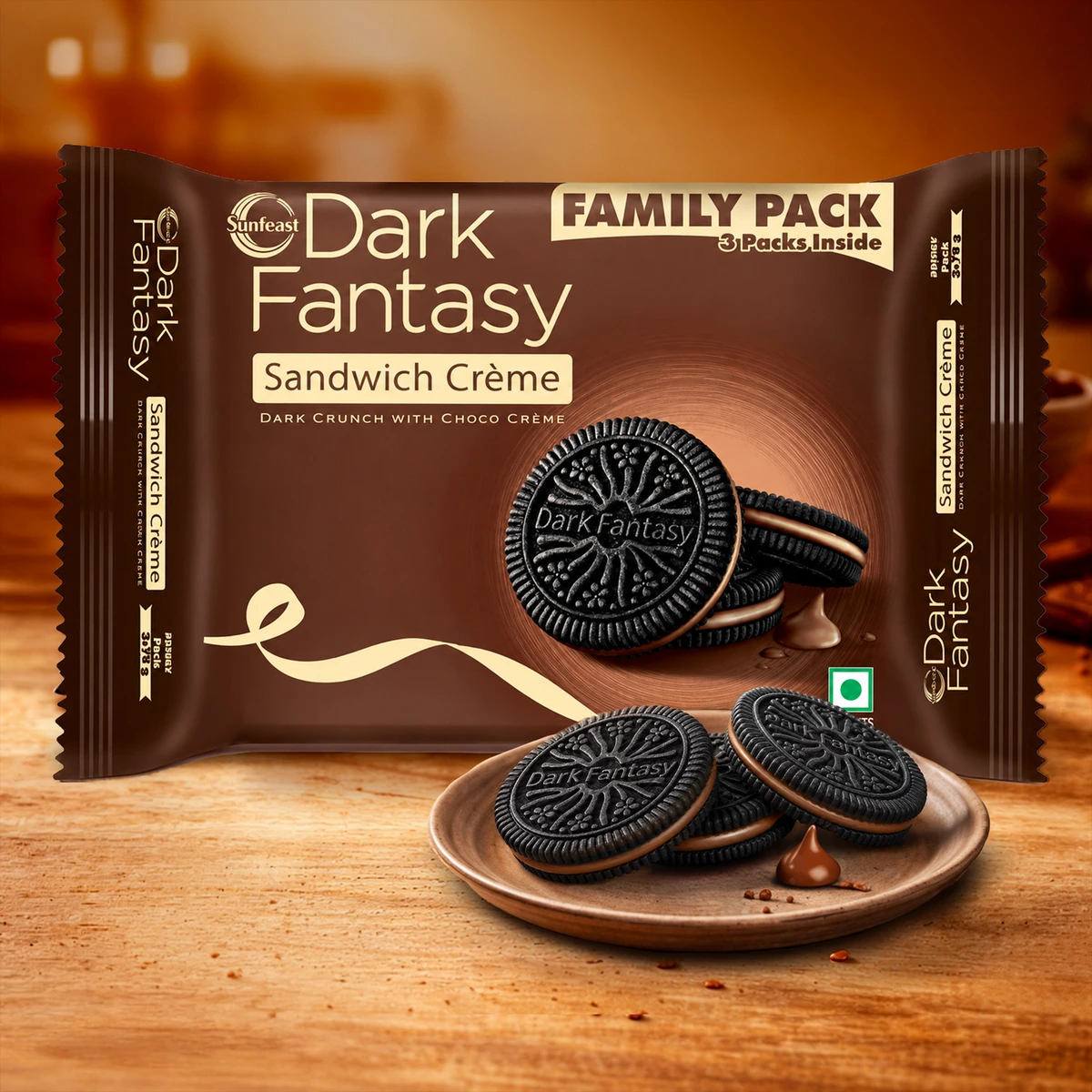 Dark Fantasy Dark Crunch Choco Sandwich Creme Biscuits