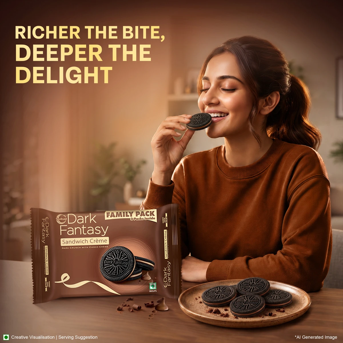 Dark Fantasy Dark Crunch Choco Sandwich Creme Biscuits