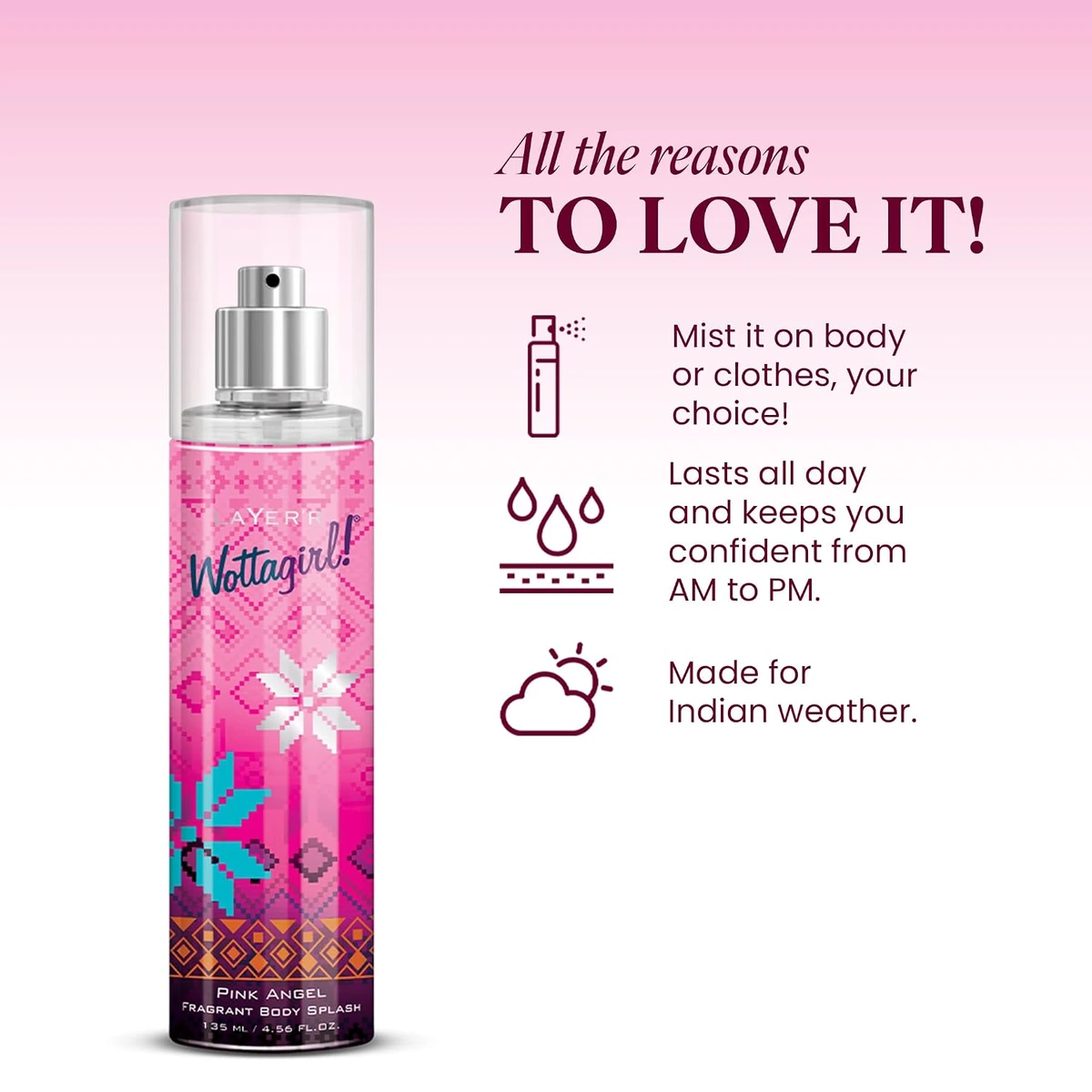 Wottagirl Deo Pink Angel Fragrant Body Splash