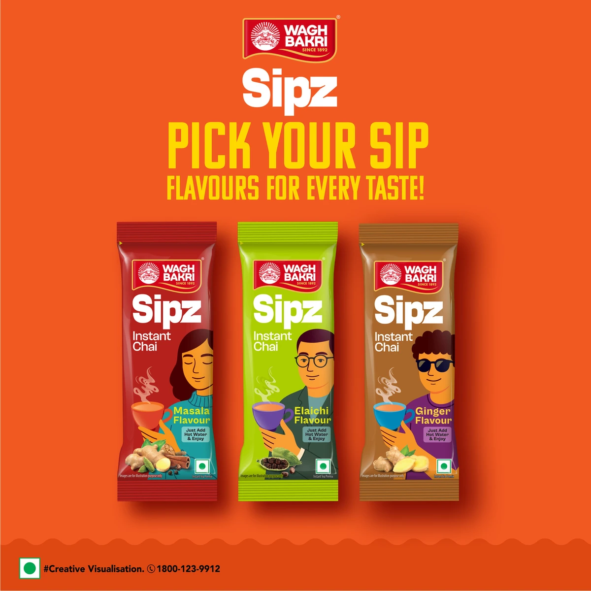 Sipz Ginger Flavour Instant Tea Premix
