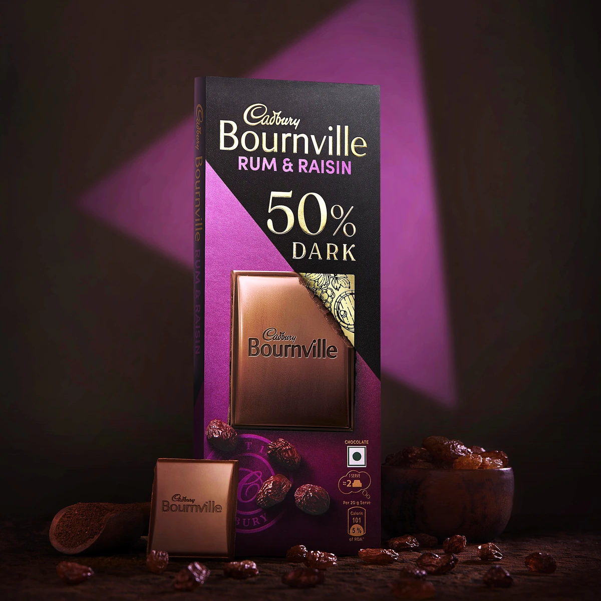 Bournville Rum & Raisin 50% Dark Chocolate Bar