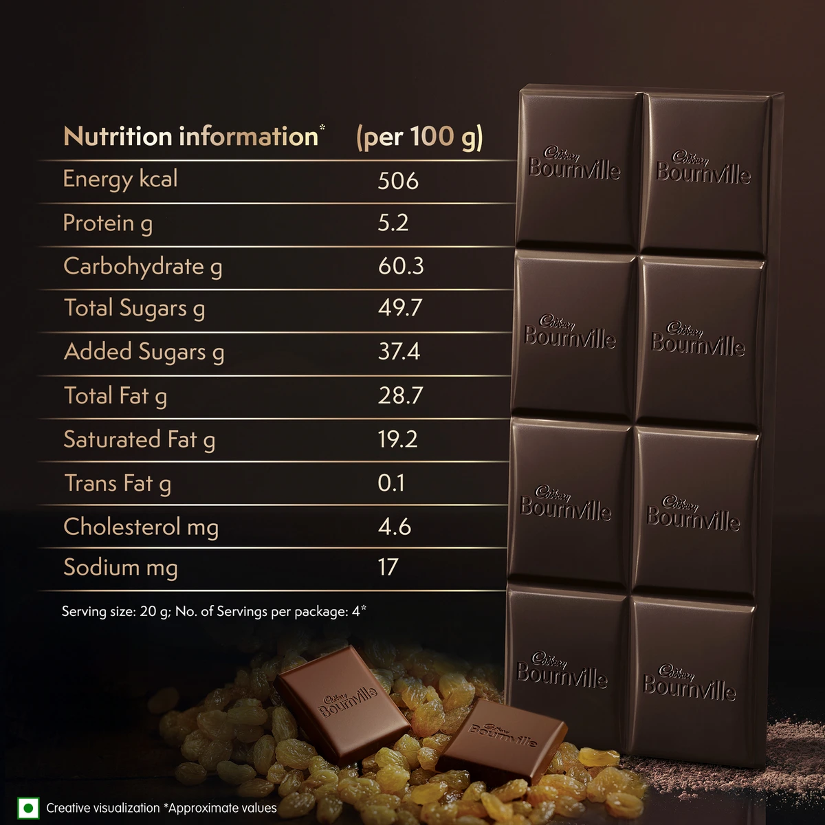 Bournville Rum & Raisin 50% Dark Chocolate Bar