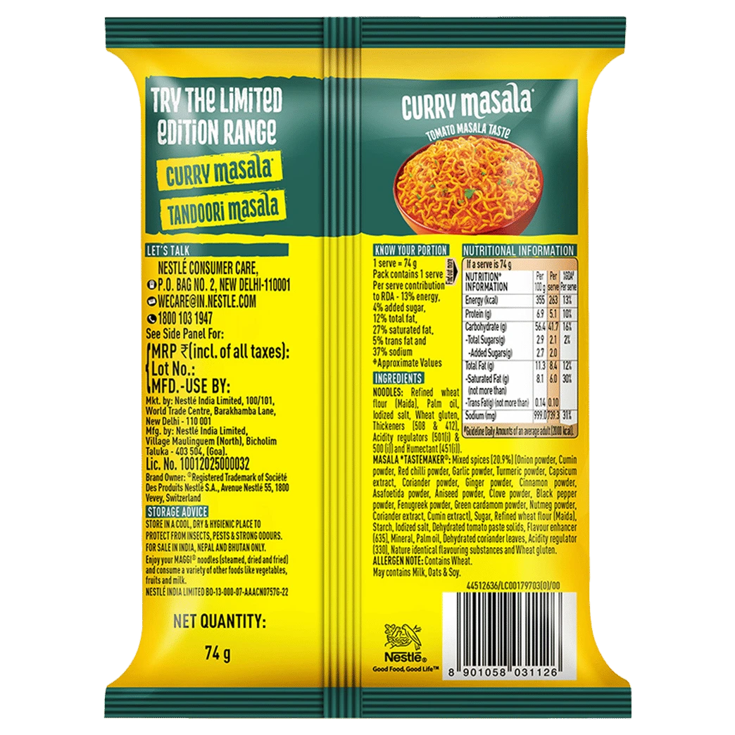 Maggi 2-Minute Instant Curry Masala Noodles