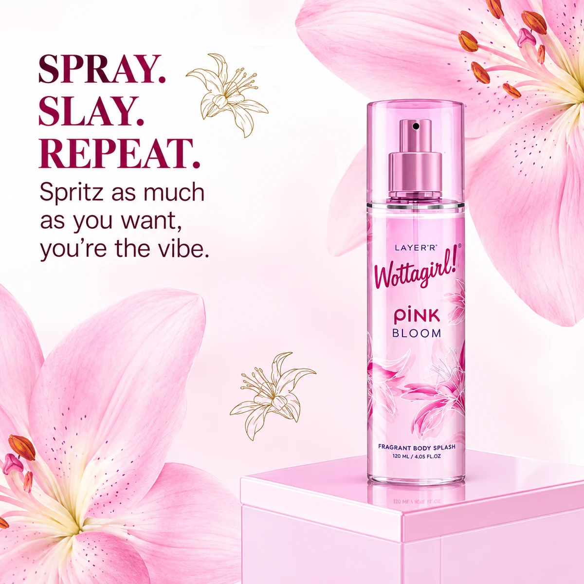 Wottagirl Pink Bloom Fragrant Body Splash