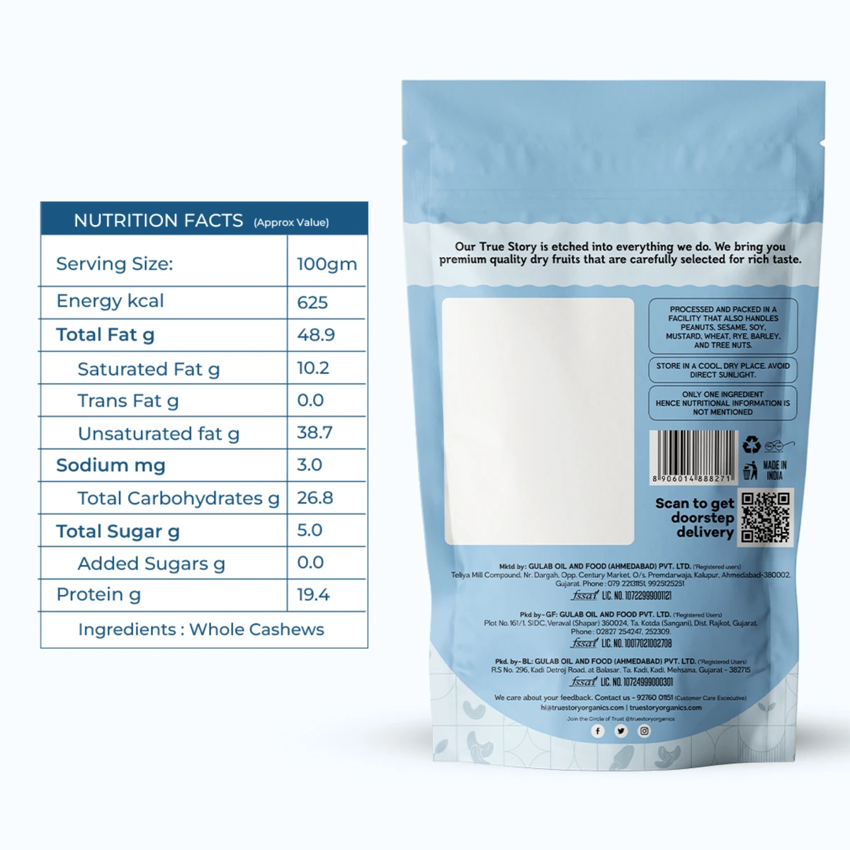 Premium Dry Fruits Whole Cashews (Kaju)
