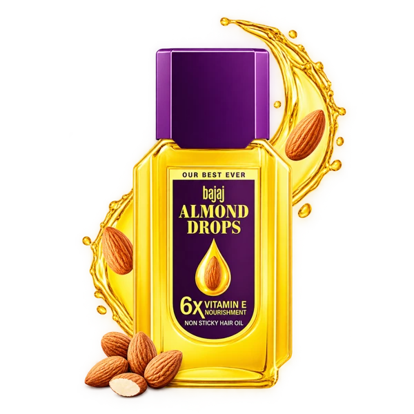 Bajaj Almond Drops 6X Vitamin E Nourishment Non Sticky Hair Oil
