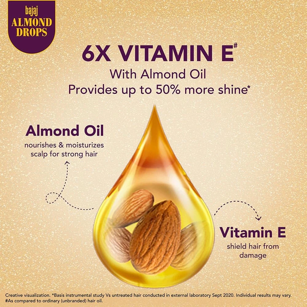 Almond Drops 6X Vitamin E Nourishment Non Sticky Hair Oil