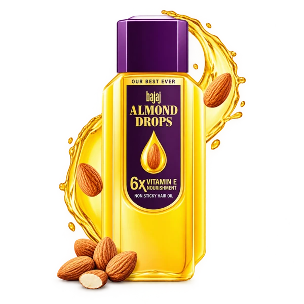 Bajaj Almond Drops 6X Vitamin E Nourishment Non Sticky Hair Oil