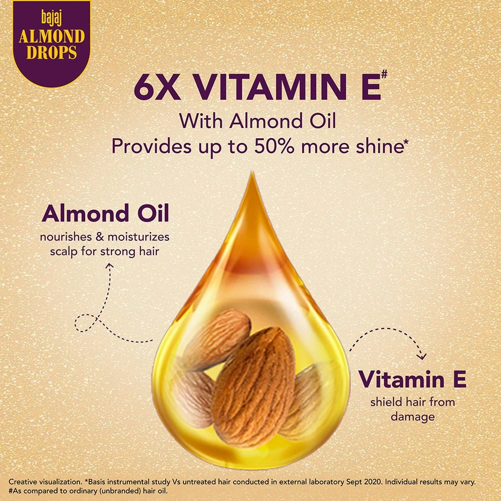 Almond Drops 6X Vitamin E Nourishment Non Sticky Hair Oil