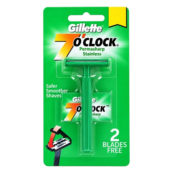 Gillette 7 O'Clock Permasharp Stainless Razor and 2 Free Blades