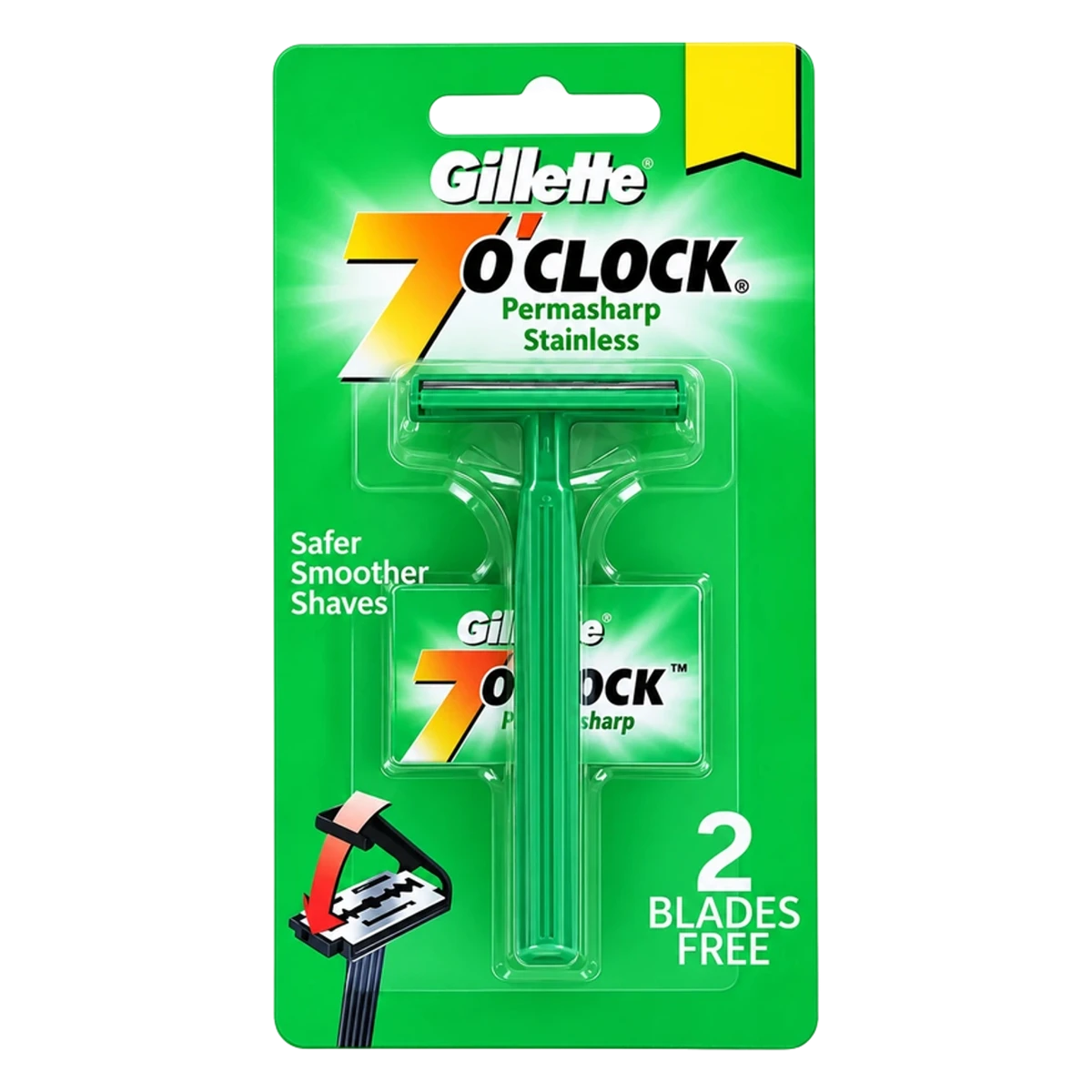 7 O'Clock Permasharp Stainless Razor and 2 Free Blades