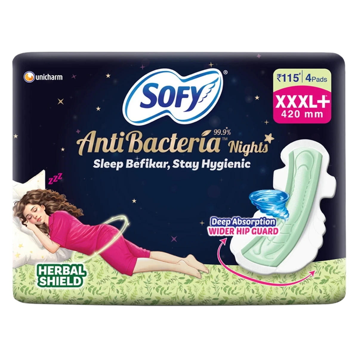 Anti Bacteria Night XXXL+ Sanitary Pads