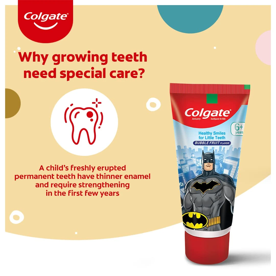 Kids Toothpaste Batman Glow in Dark Bubble Fruit Flavour