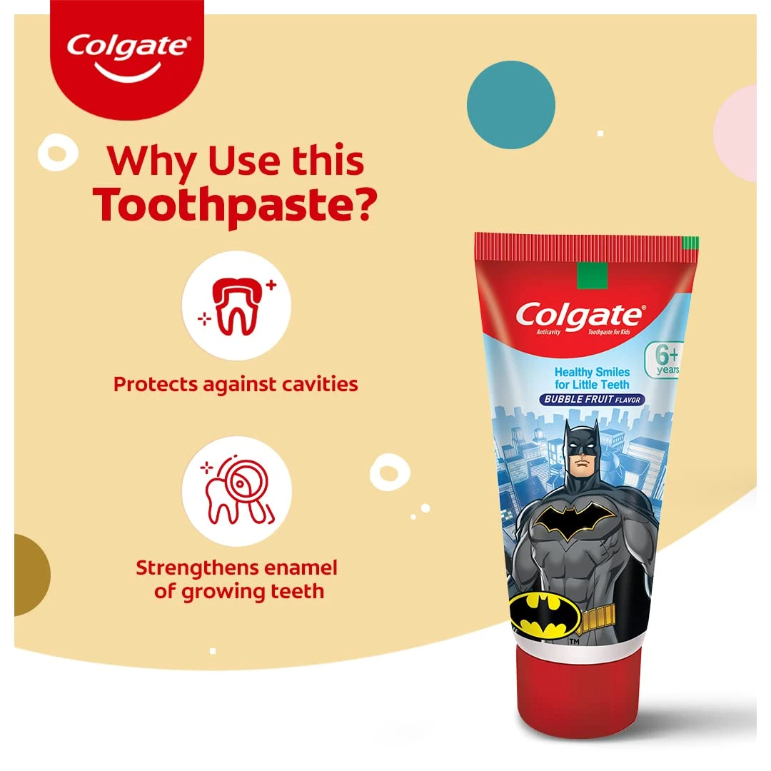Kids Toothpaste Batman Glow in Dark Bubble Fruit Flavour