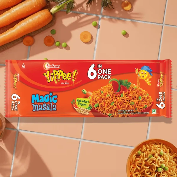 Sunfeast Yippee Magic Masala Noodles, 6 in 1