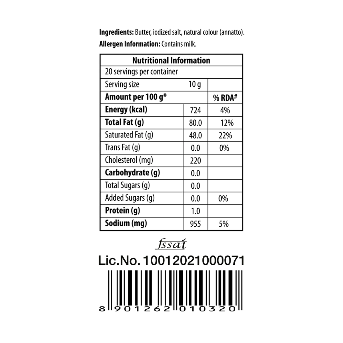 Pasteurised Butter