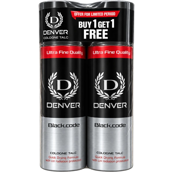 Denver Black Code Cologne Talc Buy 1 Get 1 FREE