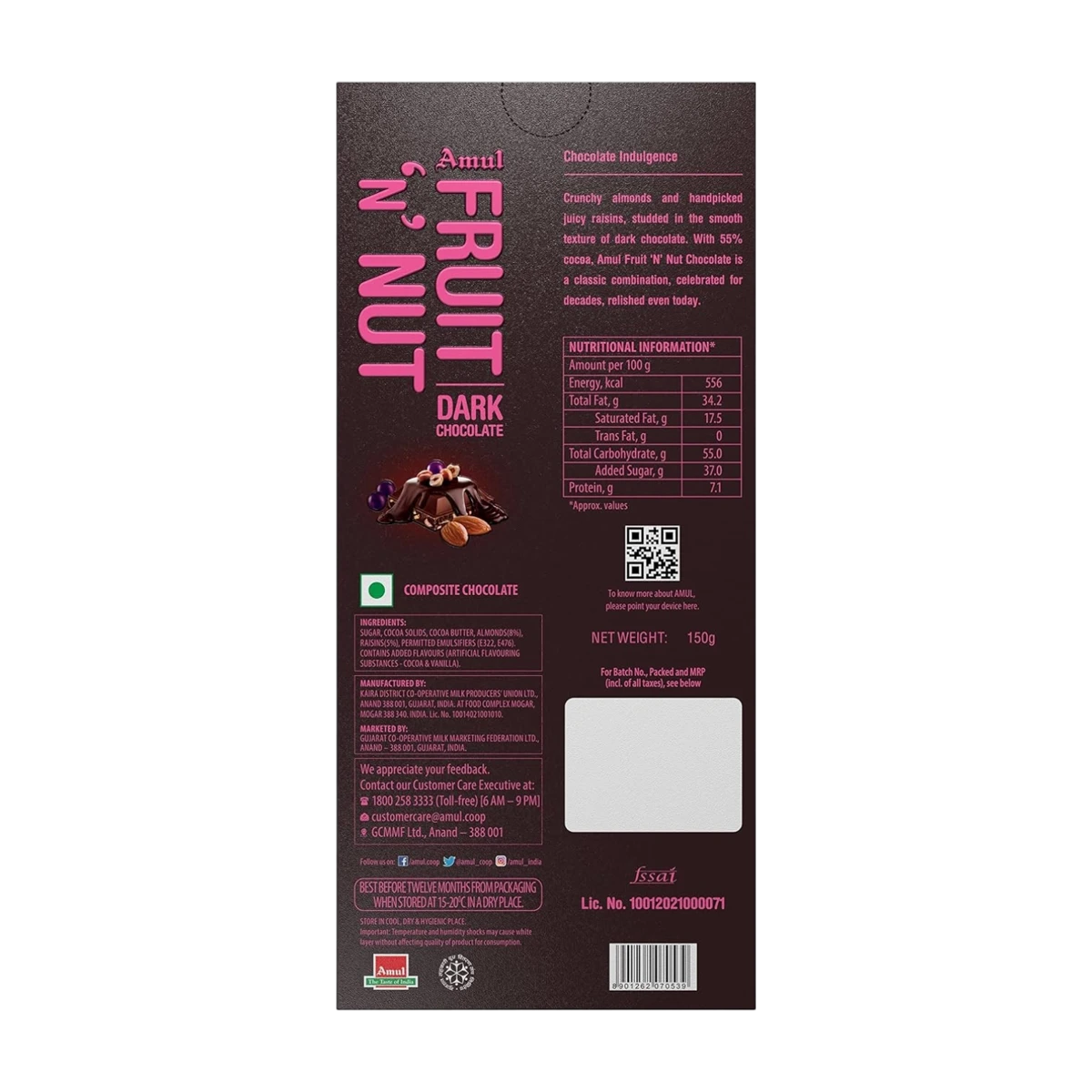 Fruit N Nut 55% Cocoa Dark Chocolate Bar