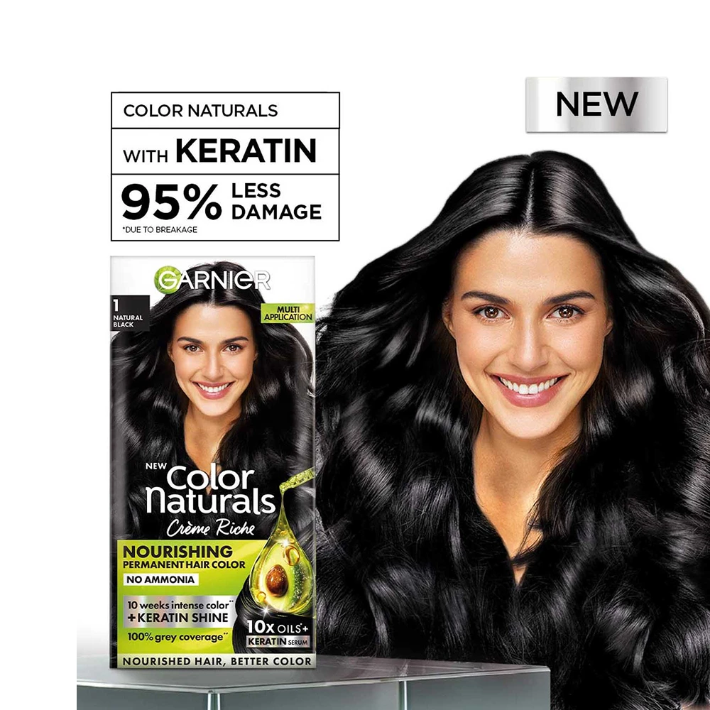 New Color Naturals Keratin Hair Colour shade 1 Natural Black
