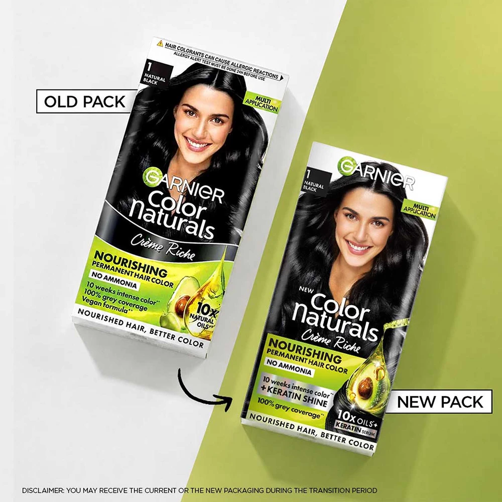 New Color Naturals Keratin Hair Colour shade 1 Natural Black