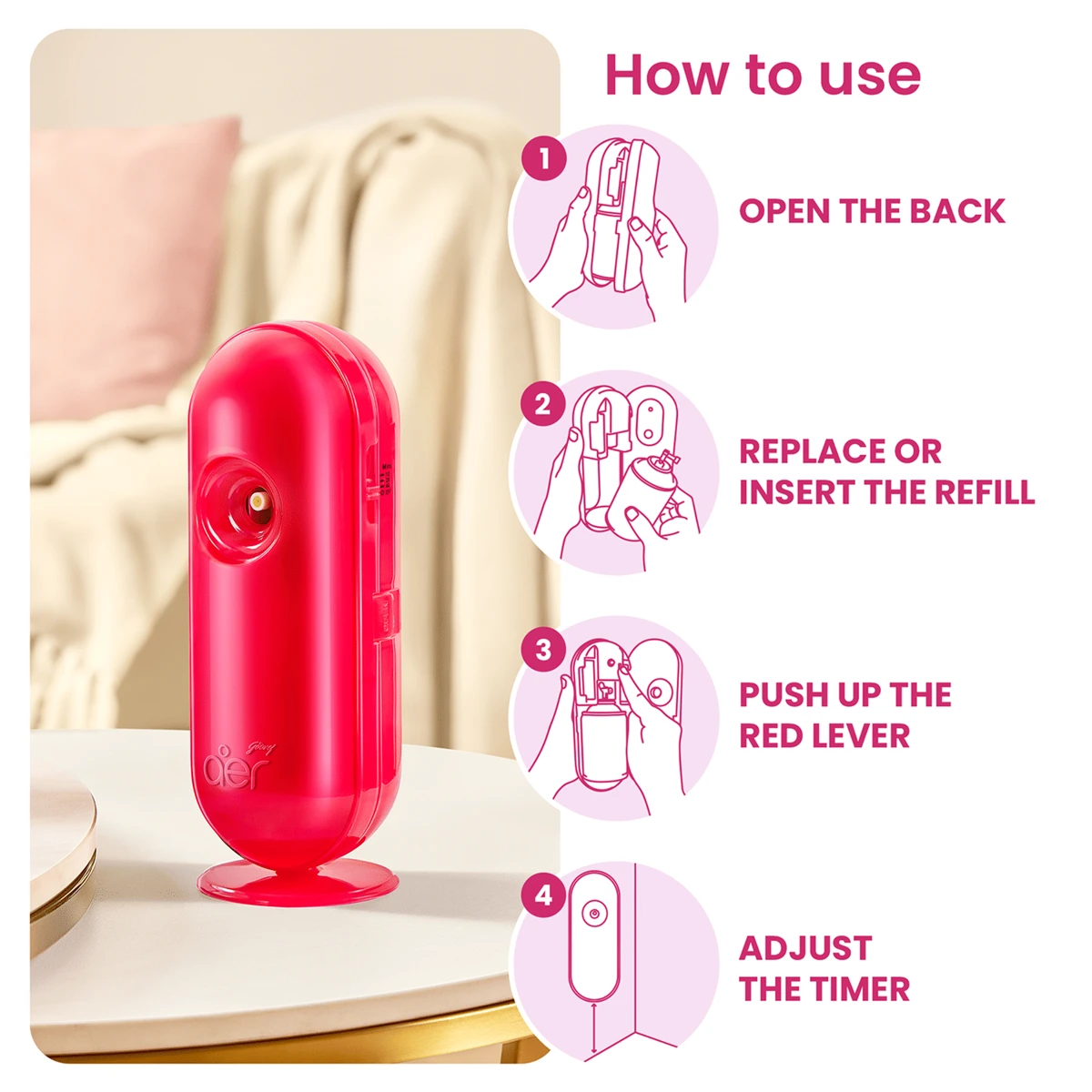 Aer Matic Petal Crush Pink Home Freshner