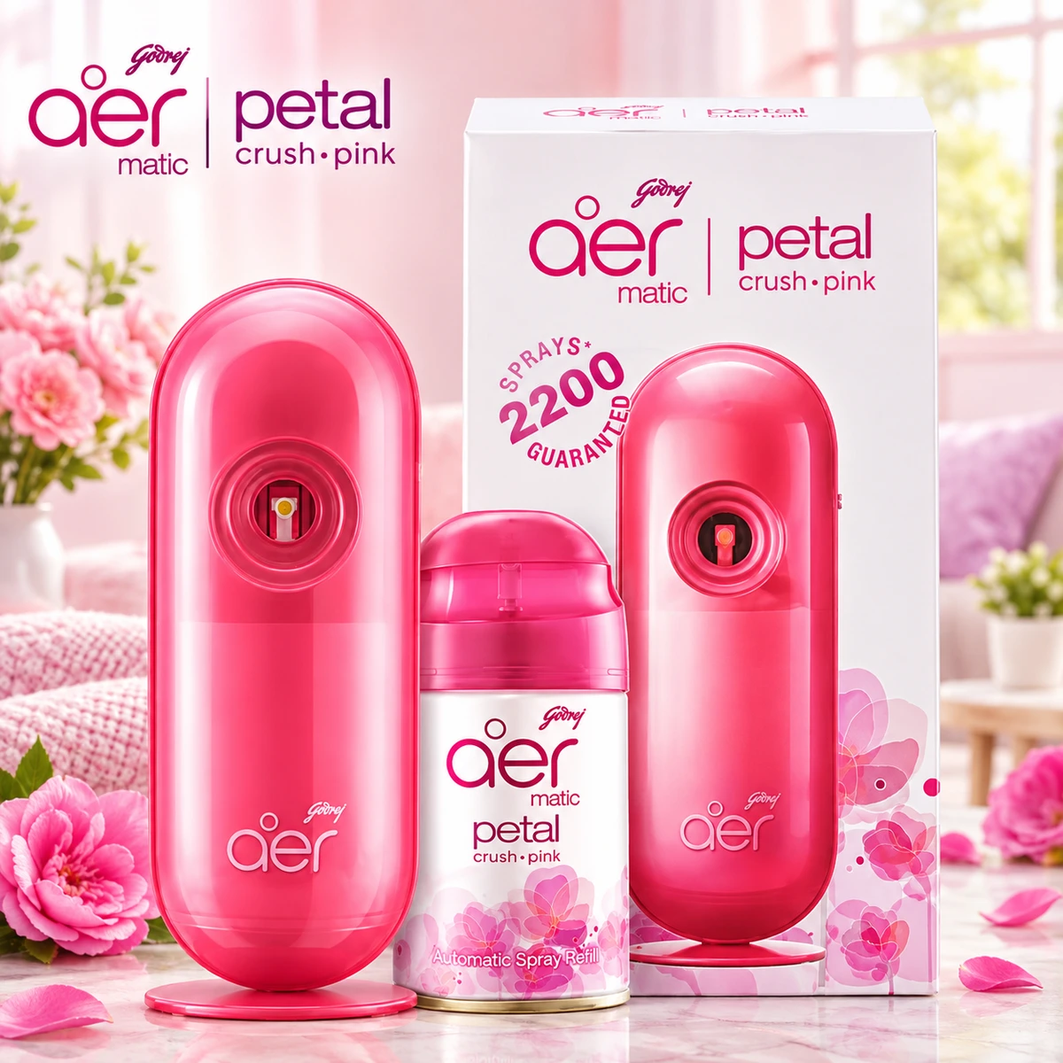 Aer Matic Petal Crush Pink Home Freshner