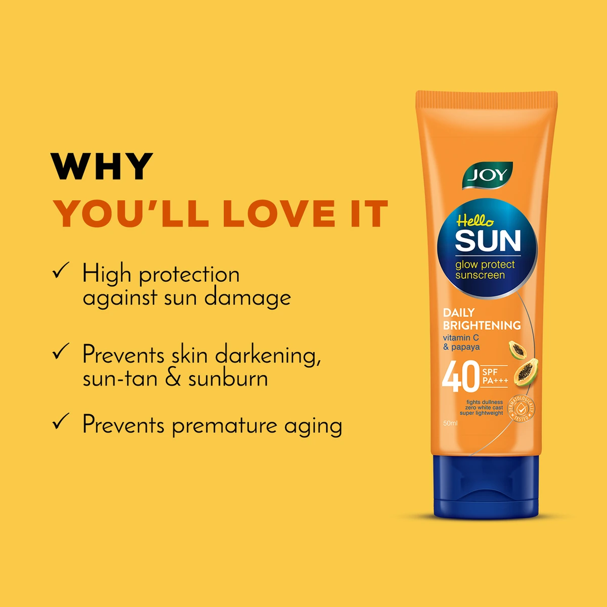 Hello Sun 40 SPF PA+++ Glow Protect Sunscreen Cream